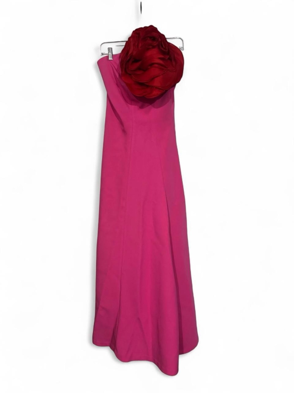 Rachel Gilbert Pink Strapless Gown 3D Red Rosette Size AU 2 US 6 Flawless